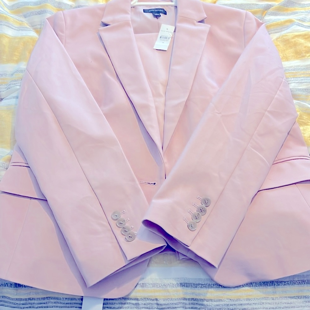 Pink Ann Taylor suit, size 14, new with tags.